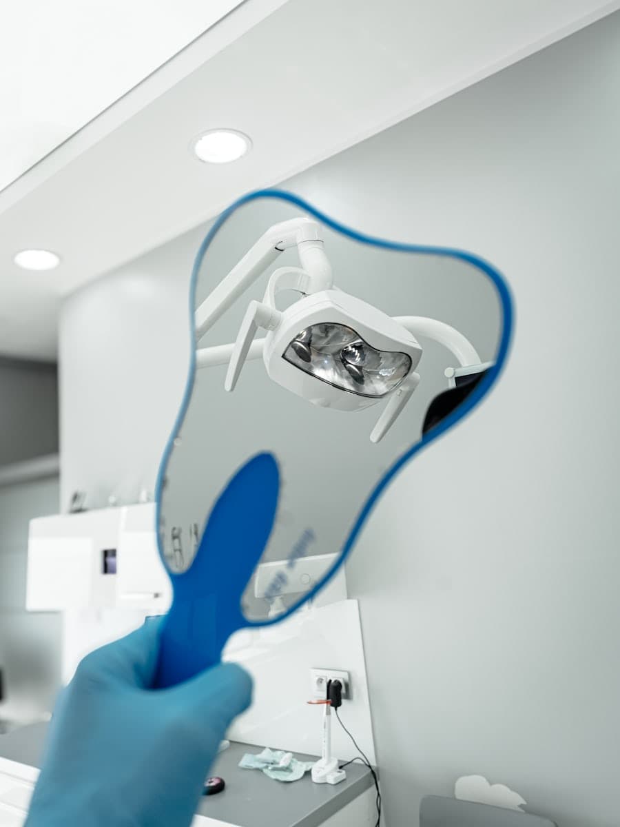Ultra-modern Dentra clinic interior with warm soft blue accent lighting