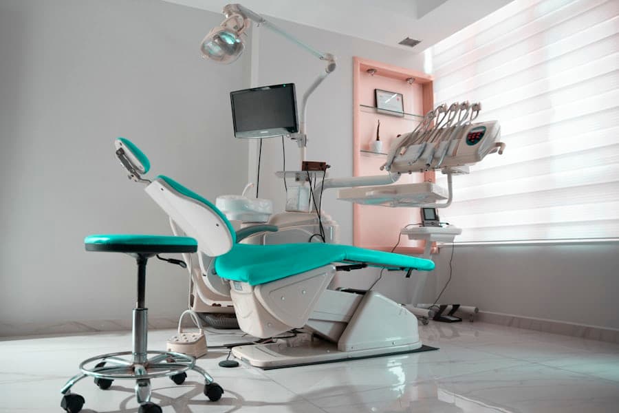Professional dentist smiling in a modern clinic